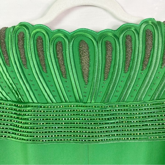 Vintage Green Beaded Scalloped Collar Jacket 22 2XL NEW NWT - Picture 5 of 10